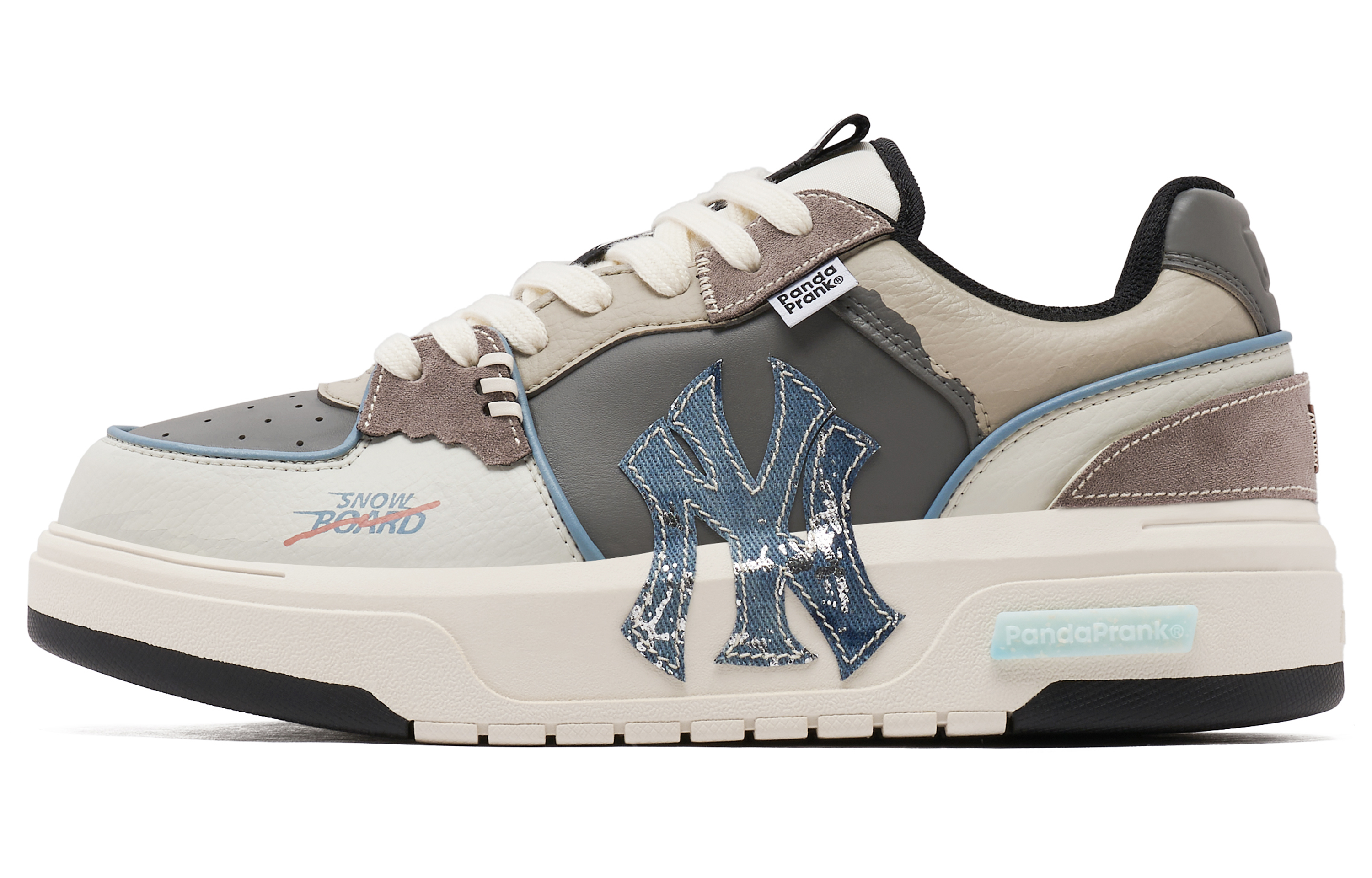 MLB New York Yankees Height Increasing Low-Top Skateboard Shoes Unisex Gray Brown