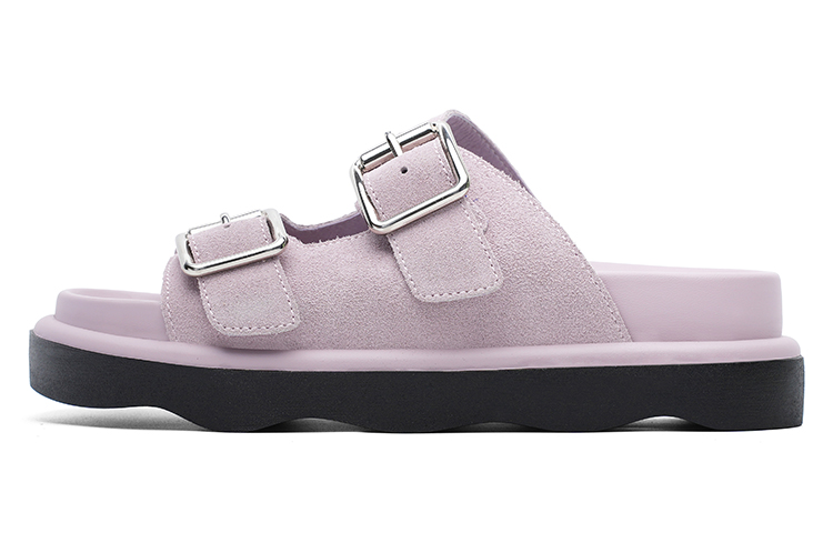 Dickies Rubber Sole Leather Patchwork Slide Slippers Women's Light Pink