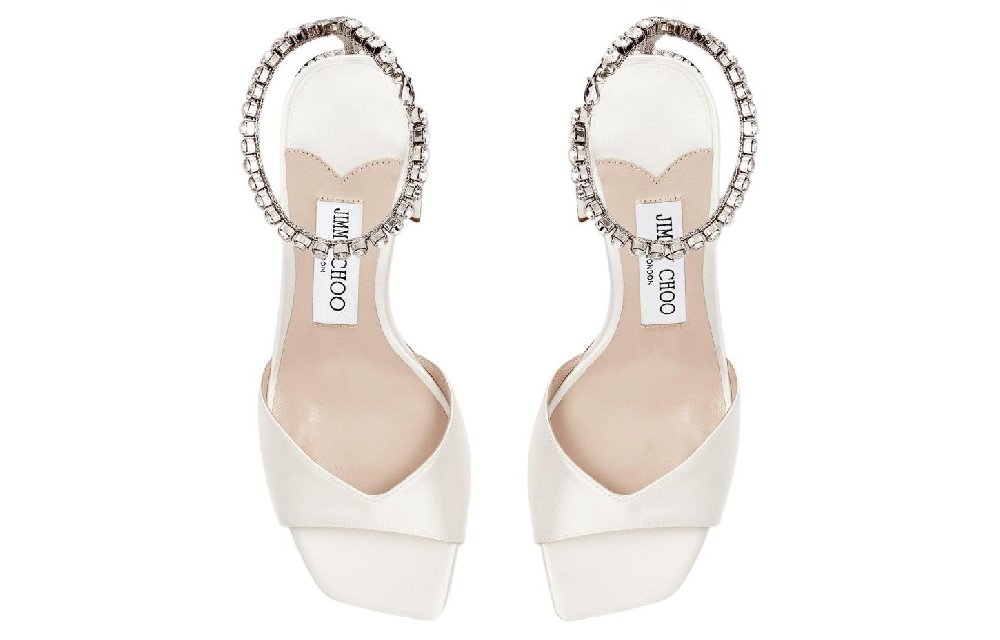 Jimmy Choo Saeda One Strap Sandals 8.5cm Women's White