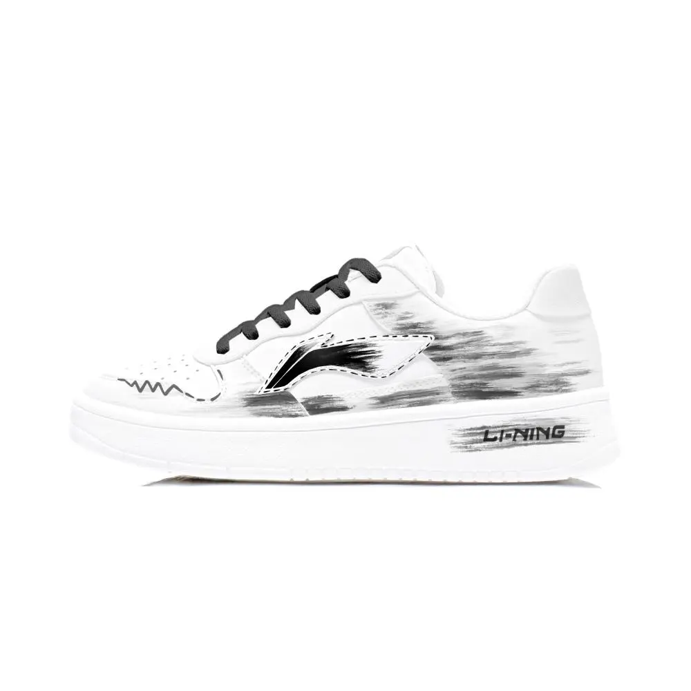LiNing Pontoon Boats Slip Resistant Abrasion Resistant Low top Skateboard Shoes Men's Black White