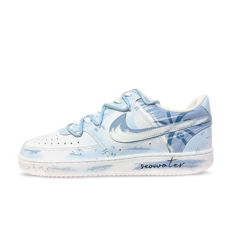 Nike Court Vision 1 Anti-Slip And Wear-Resistant Breathable Low-Top Skateboard Shoes Unisex White Blue купить в интернет-магазине Yoocart с быстрой доставкой по России.