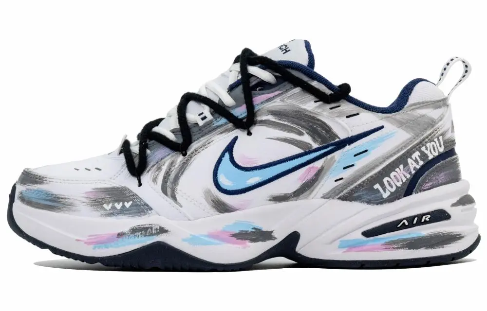 Nike Air Monarch 4 Low Top Chunky Sneakers Men's Blue White Gray