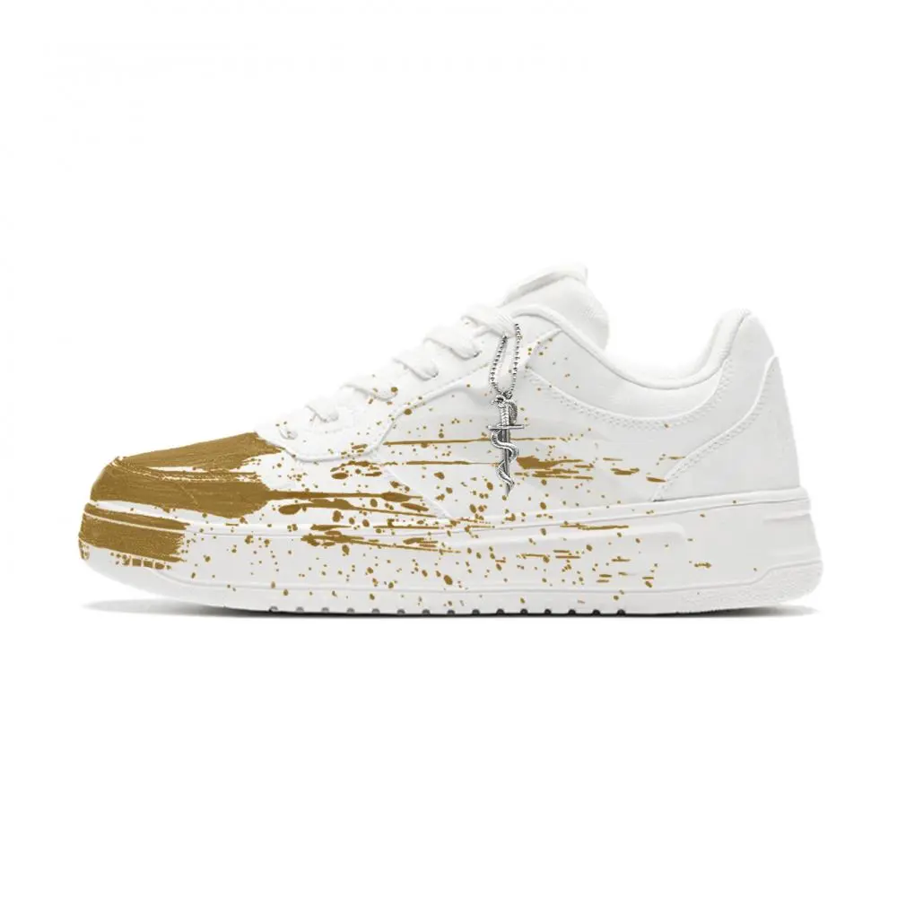 Anta Relaxed Cushioning, Wear Resistant Low top Skateboard Shoes Unisex White Yellow