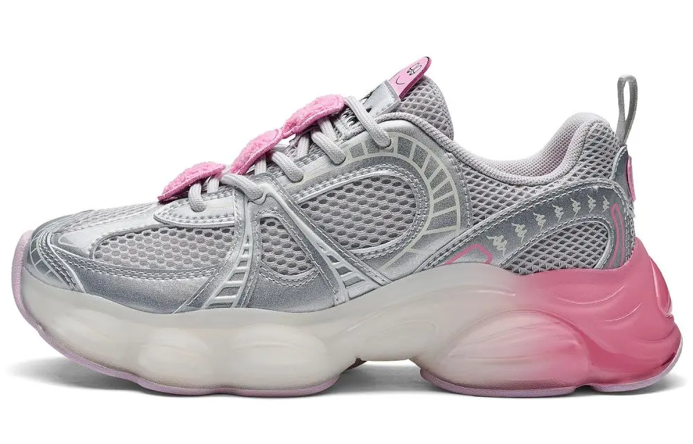 BARBAPAPA x Kappa Abrasion Resistant Low Top Casual Running Shoes Women's Cool Gray Silver Pink Peony