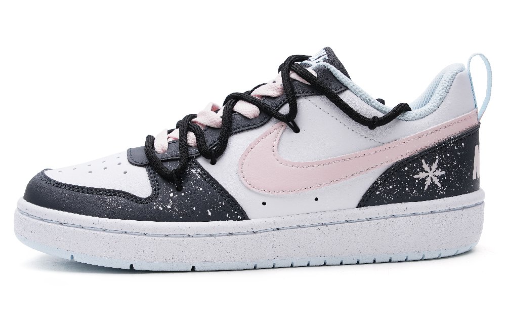 Nike Court Borough Anti-Slip Wear-Resistant Low-Top Skateboard Shoes Women's Black White Pink