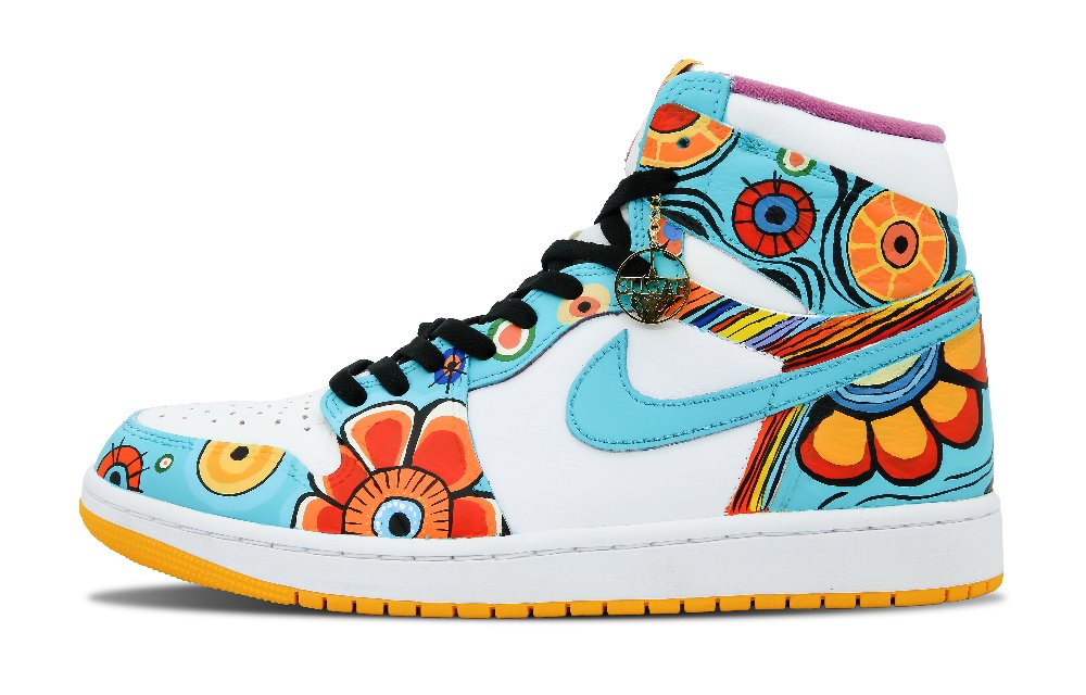 Jordan Air Jordan 1 High-Top Vintage Basketball Shoes Unisex Blue Red