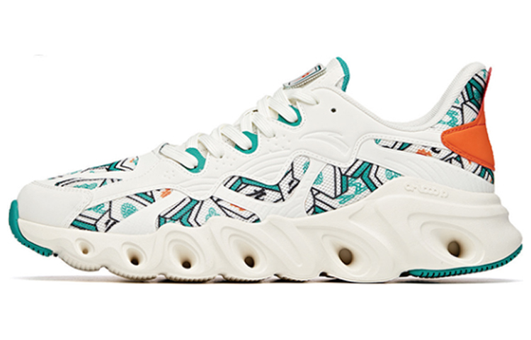 Anta Cushioned Slip-Resistant Low-Top Running Shoes Men's White Green