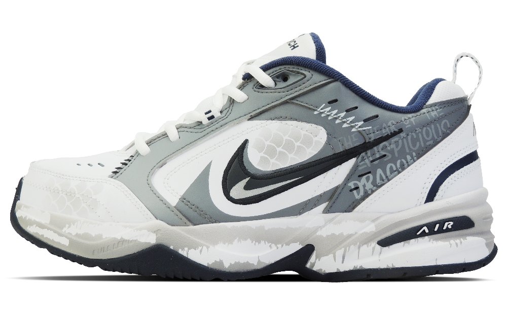 Nike Air Monarch 4 Dragon Rising Low-Top Chunky Sneakers Unisex Gray White