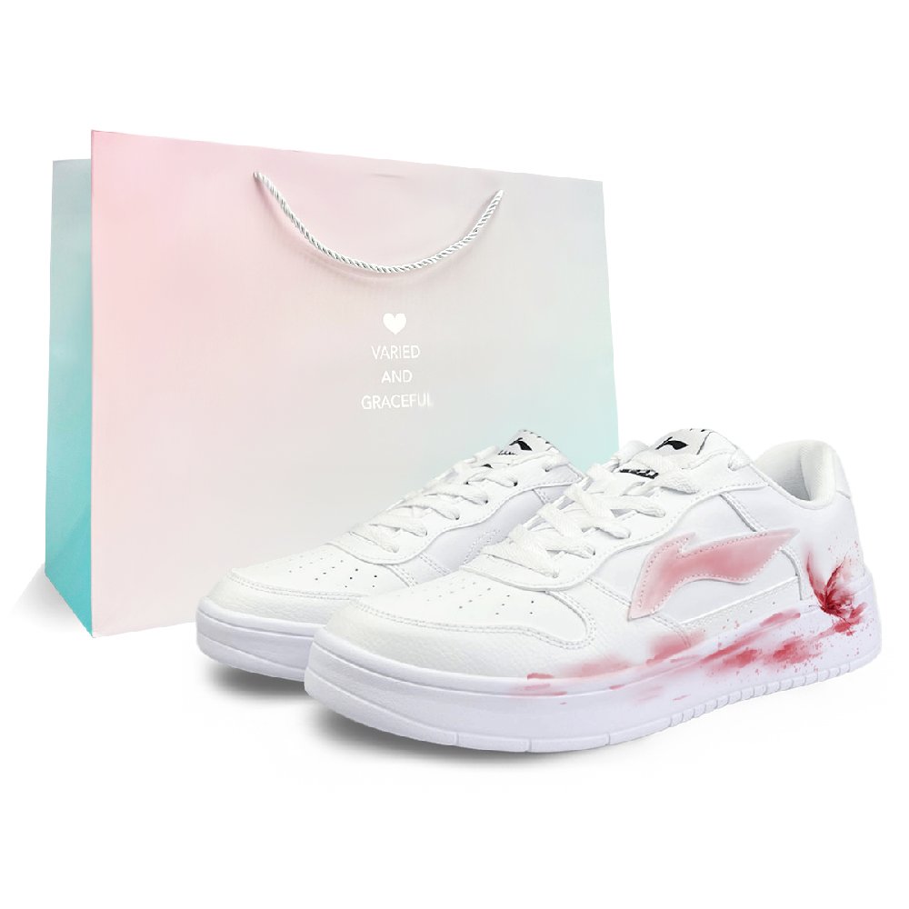 LiNing Pontoon Boats Anti-Slip Wear-Resistant Low-Top Skateboard Shoes Men's White Red