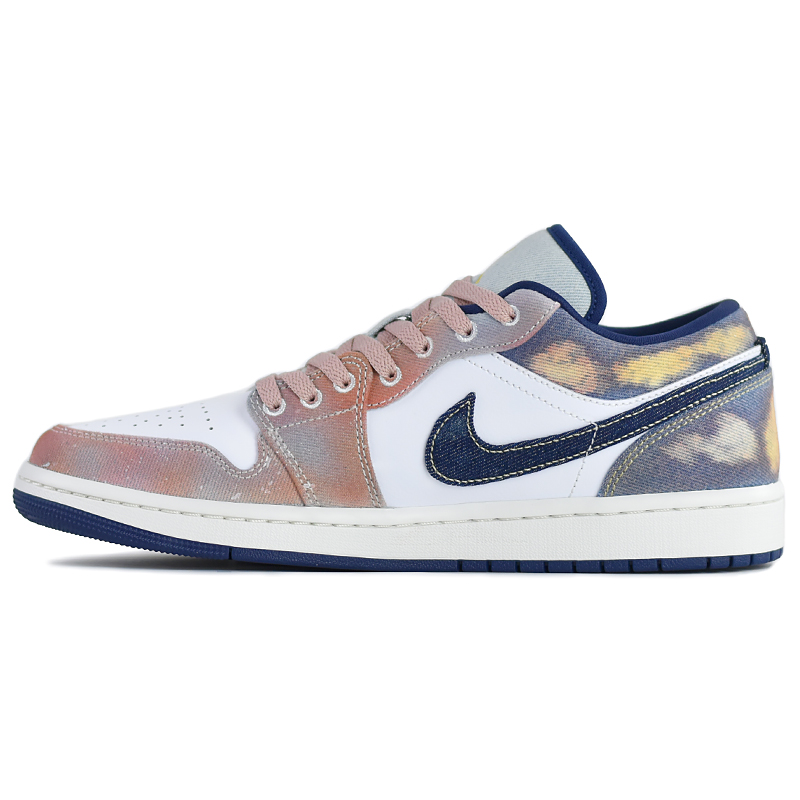JORDAN Air Jordan 1 Vintage Basketball Shoes Men's Low top Blue/Pink