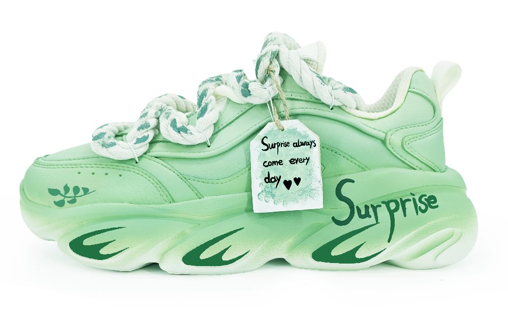 Anta Cat Paw Cushioning Slip Resistant And Abrasion Resistant Low Top Chunky Sneakers Women's Green