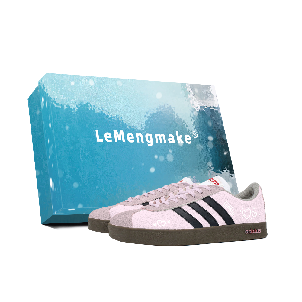Adidas VL COURT 2.0 Abrasion Resistant Low Top Skateboard Shoes Unisex Pink