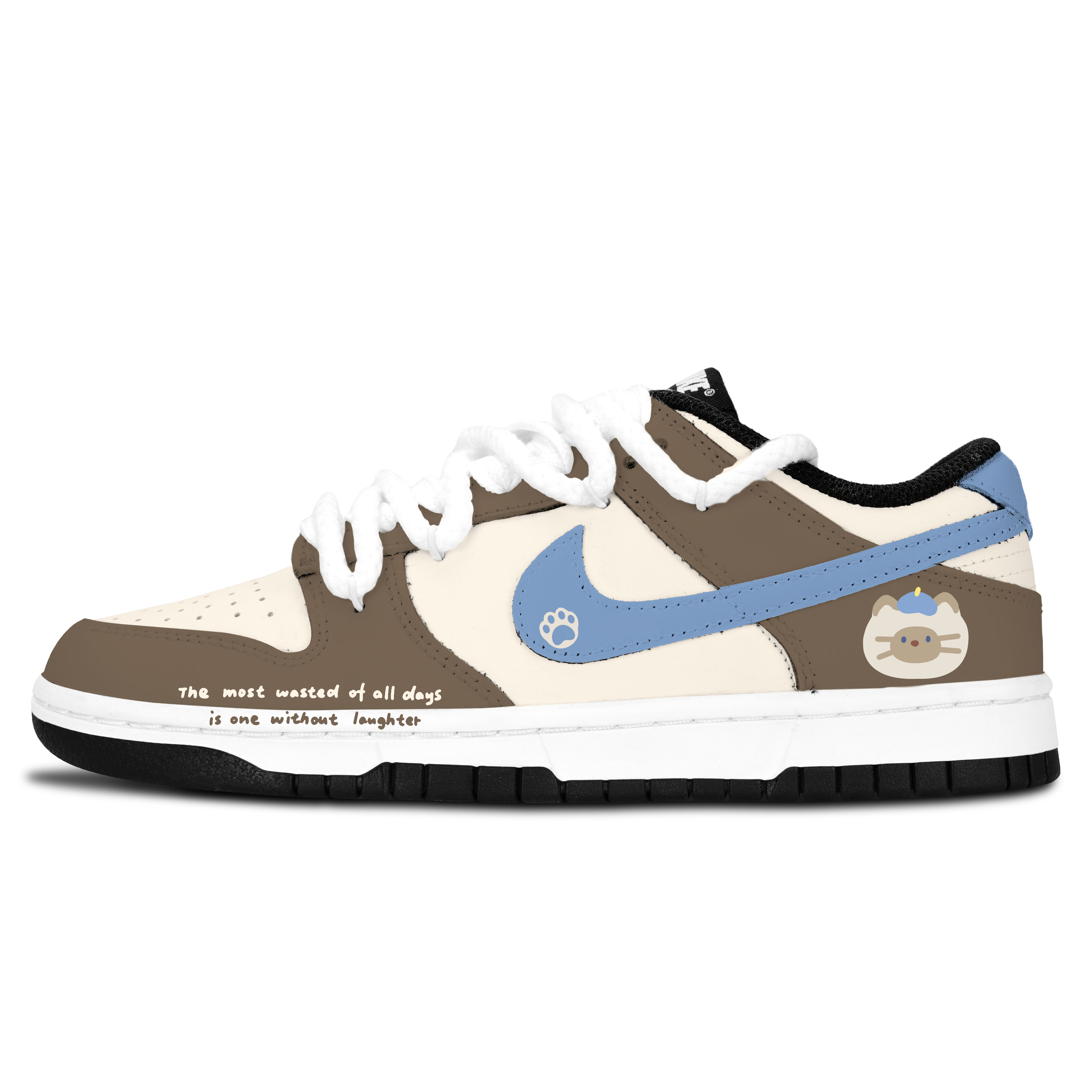 Nike Dunk Black White, Meow Fun Brown Blue Slip Resistant Abrasion Resistant Low top Skateboard Shoes Unisex