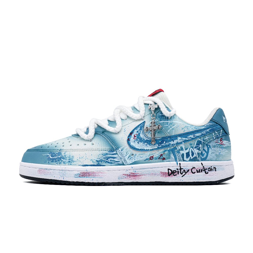 Nike Court Vision 1 Mist Island Listening To The Tide Coverage Low Top Skateboard Shoes Men's Beige Blue
