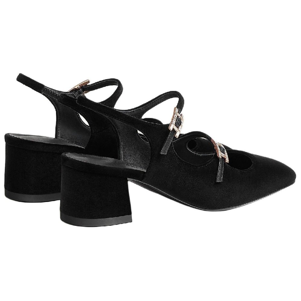HERMES Jackie Chunky Heel High Heels 5cm Women's Black