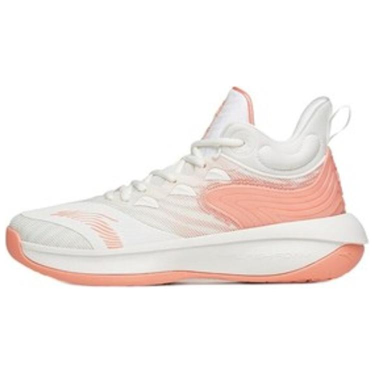 Anta Tiger Roar Cushioning Anti-Slip And Wear-Resistant Coverage Mid-Top Performance Basketball Shoes Men's White Pink