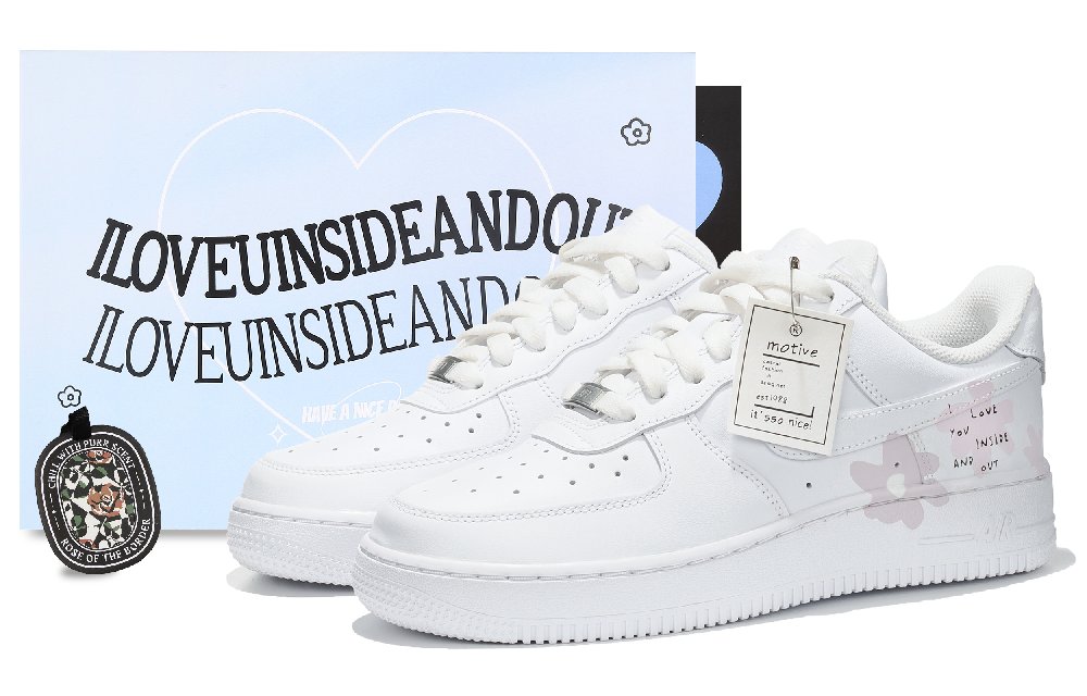 Nike Air Force 1 Love Confession Anti Slip Wear Resistant Low Top Skateboard Shoes Women's Pink White