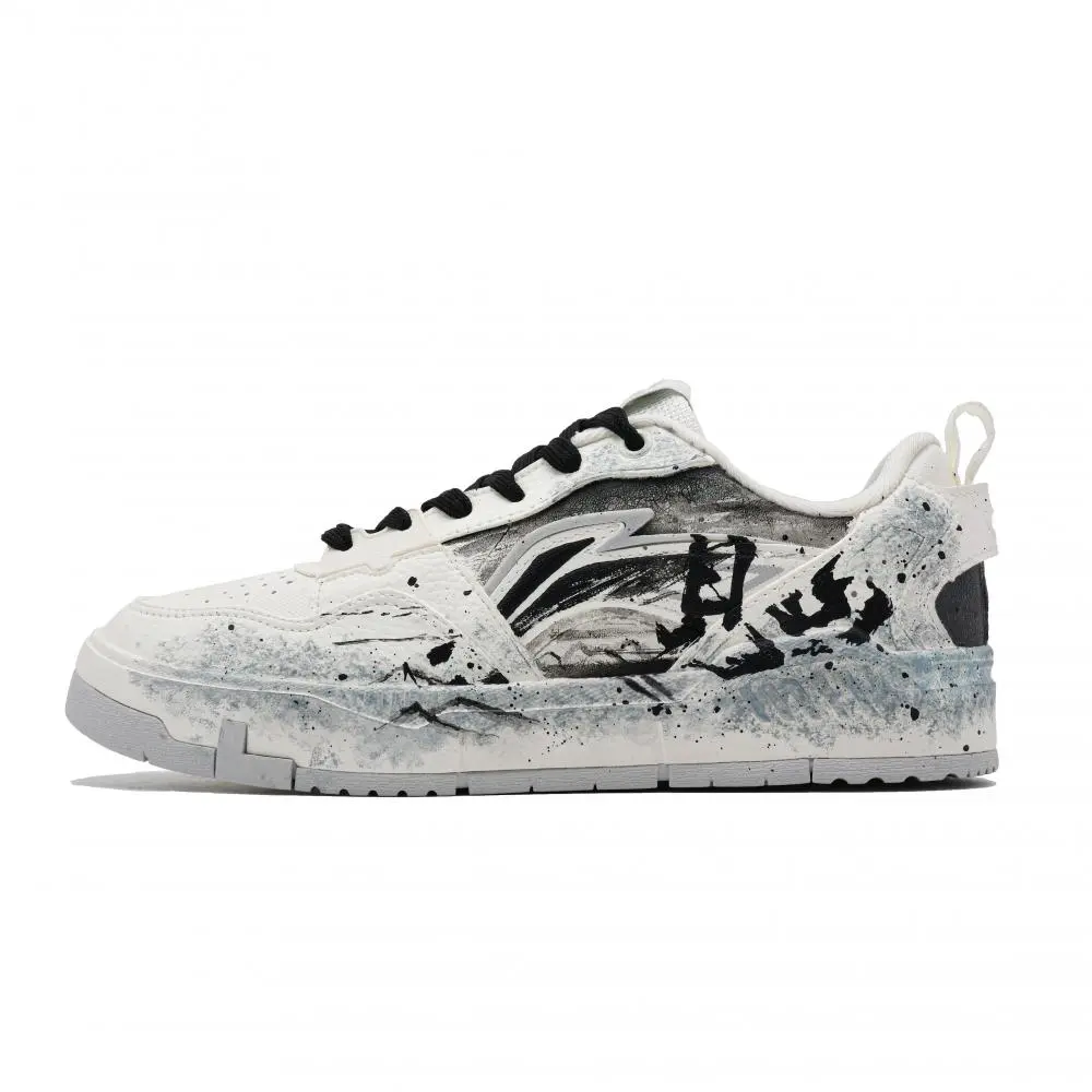 LiNing Yuan Chu Abrasion Resistant Breathable Low top Skateboard Shoes Unisex White