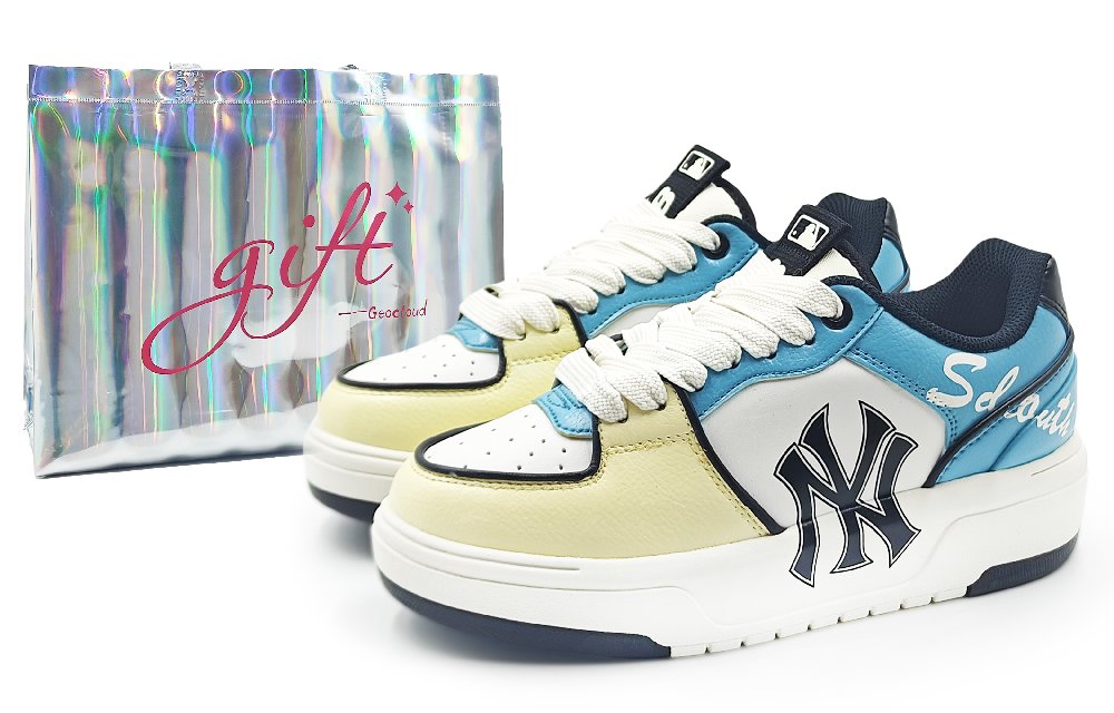 MLB Chunky Liner Abrasion Resistant Low Top Skateboard Shoes Unisex Beige Blue
