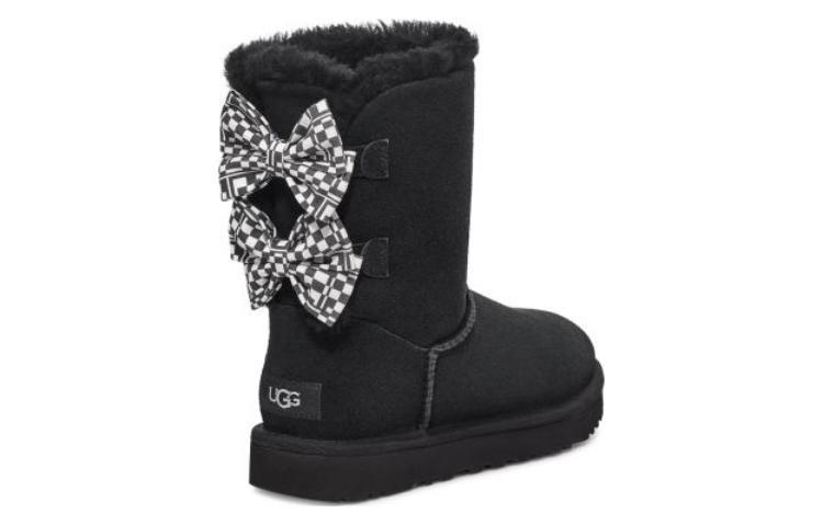 UGG Checkered Bow Snow Boots 'Black' Women's