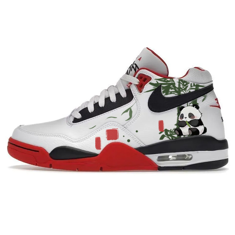Nike Flight Legacy Slip-Resistant Moisture-Wicking Coverage High-Top Vintage Basketball Shoes Unisex Red White Black