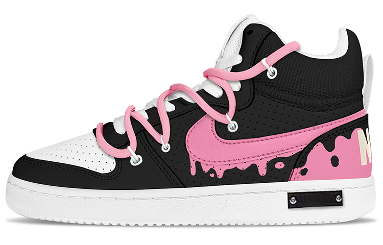 Nike Court Borough Low Mid Mid-Top Skateboard Shoes Men's Black Pink