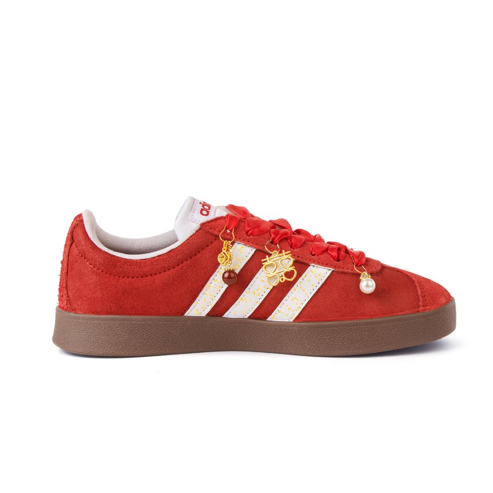 Adidas Neo Vl Court Classic Slip Resistant Cushioning Abrasion Resistant Low Top Skateboard Shoes Unisex Red
