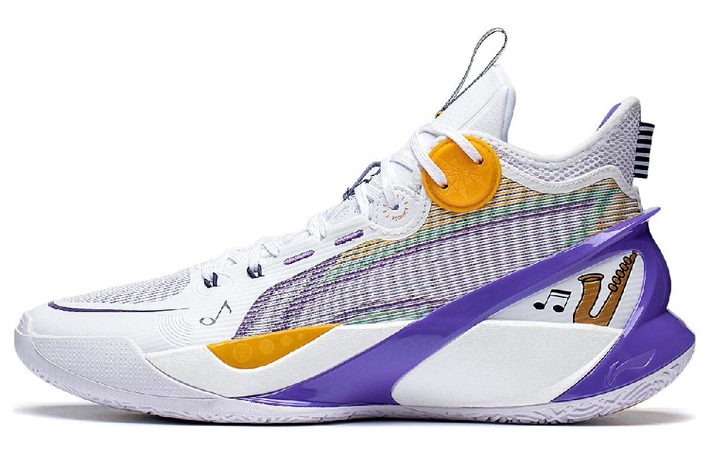 LiNing SONIC 10 Ultra Abrasion Resistant Breathable Mid Top Basketball Shoes Men's White Purple