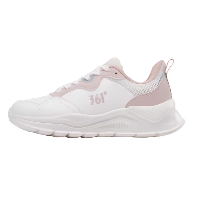 361° Cushioning, Wear Resistant Low Top Running Shoes Women's White Pink