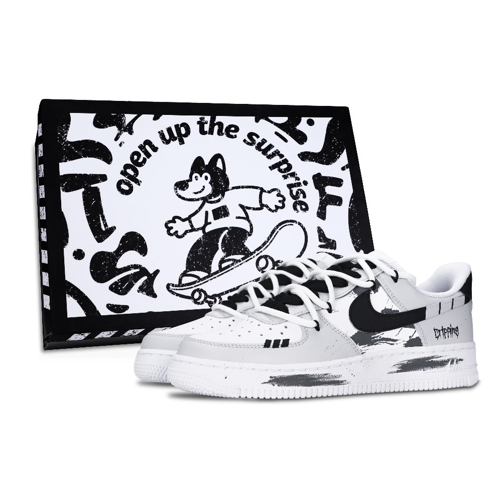 Nike Air Force 1 Anti Slip Wear Resistant Low Top Skateboard Shoes Unisex Silver