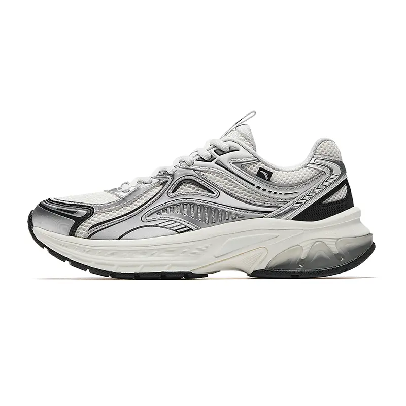 Anta Cushioning, Wear Resistant Low top Casual Running Shoes Women's White Silver