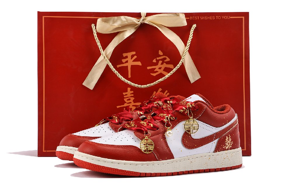 Jordan Air Jordan 1 Slip Resistant And Abrasion Resistant Coverage Low Top Vintage Basketball Shoes Unisex Red