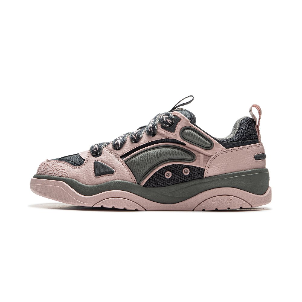 LiNing Jingcheng 2.0 V2 Slip Resistant Cushioning Height Increasing Low Top Skateboard Shoes Men's Pink Black