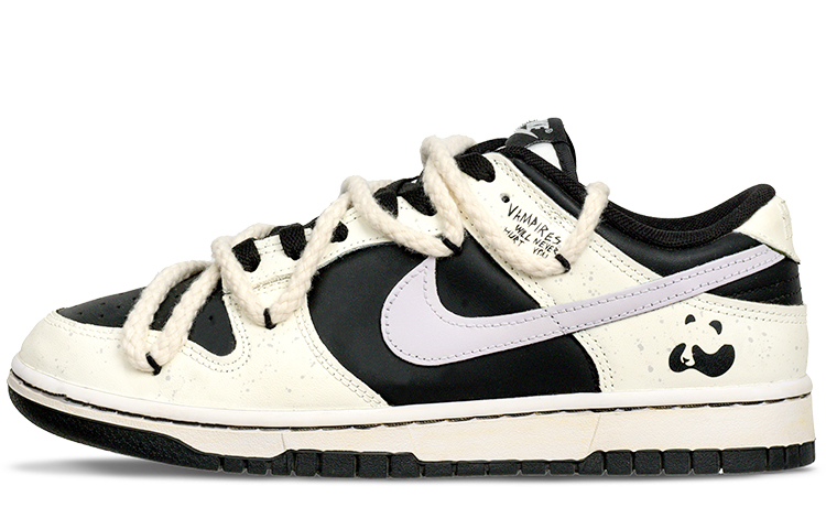 Nike Dunk Red Panda Anti-Slip And Wear-Resistant Lightweight Low-Top Skateboard Shoes GS Black White