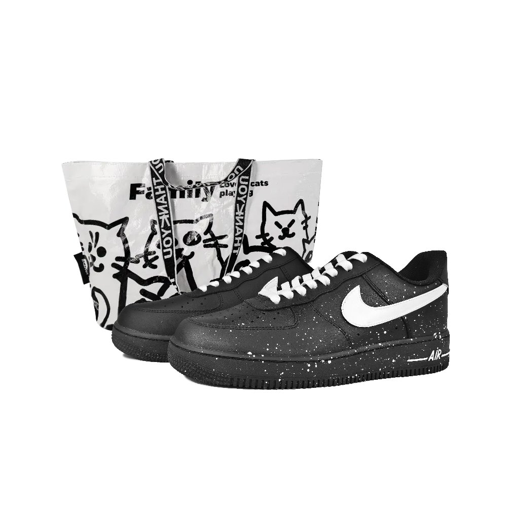 Nike Air Force 1 Anti-Slip Wear-Resistant Low-Top Skateboard Shoes Unisex Black