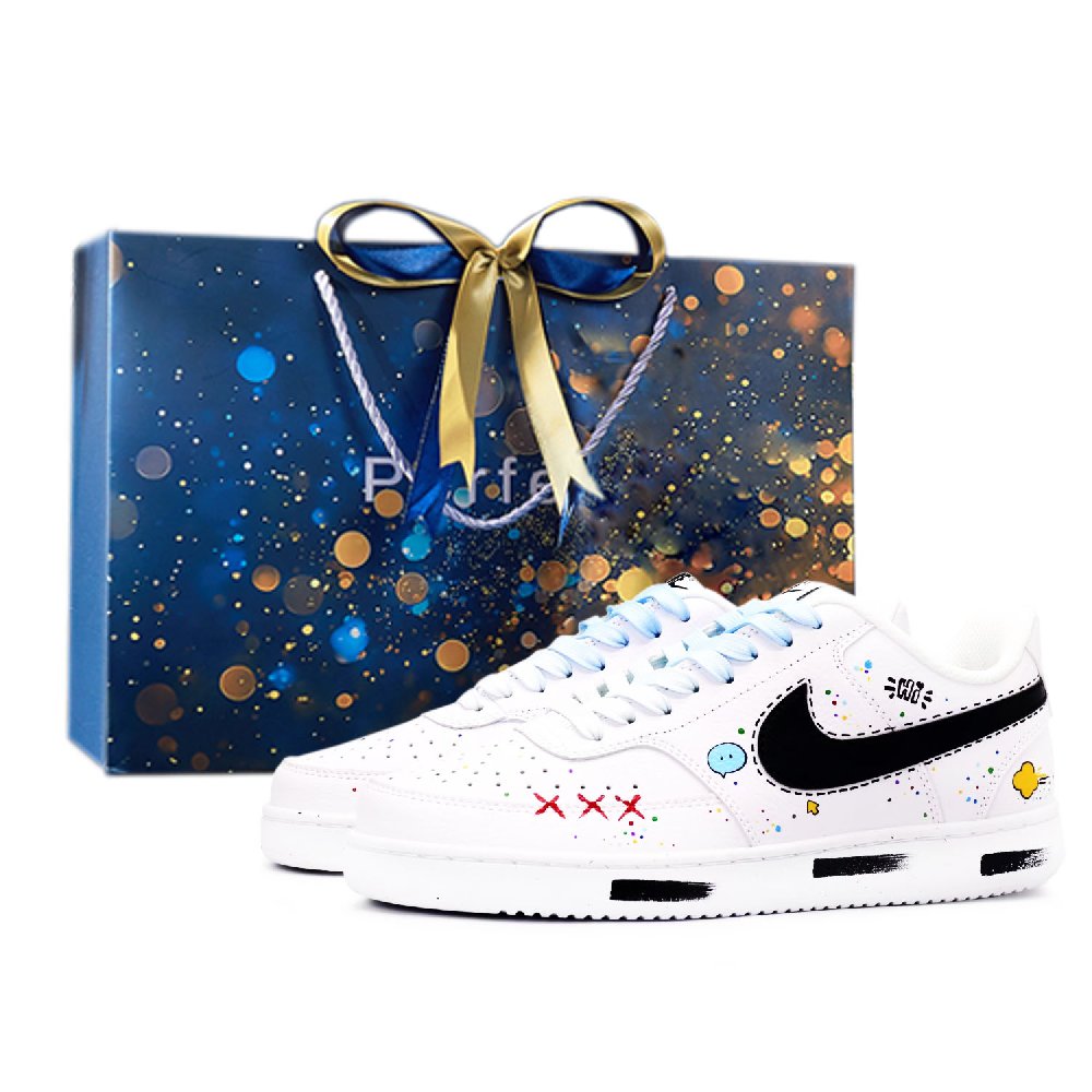 Nike Court Vision 1 Sweet First Encounter Anti Slip Wear Resistant Low Top Skateboard Shoes Unisex Blue White