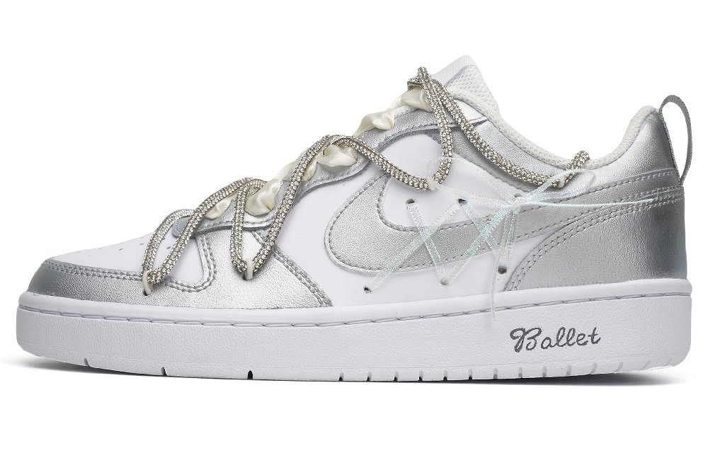 Nike Court Borough Slip-Resistant Cushioning Wear-Resistant Low-Top Skateboard Shoes GS Silver
