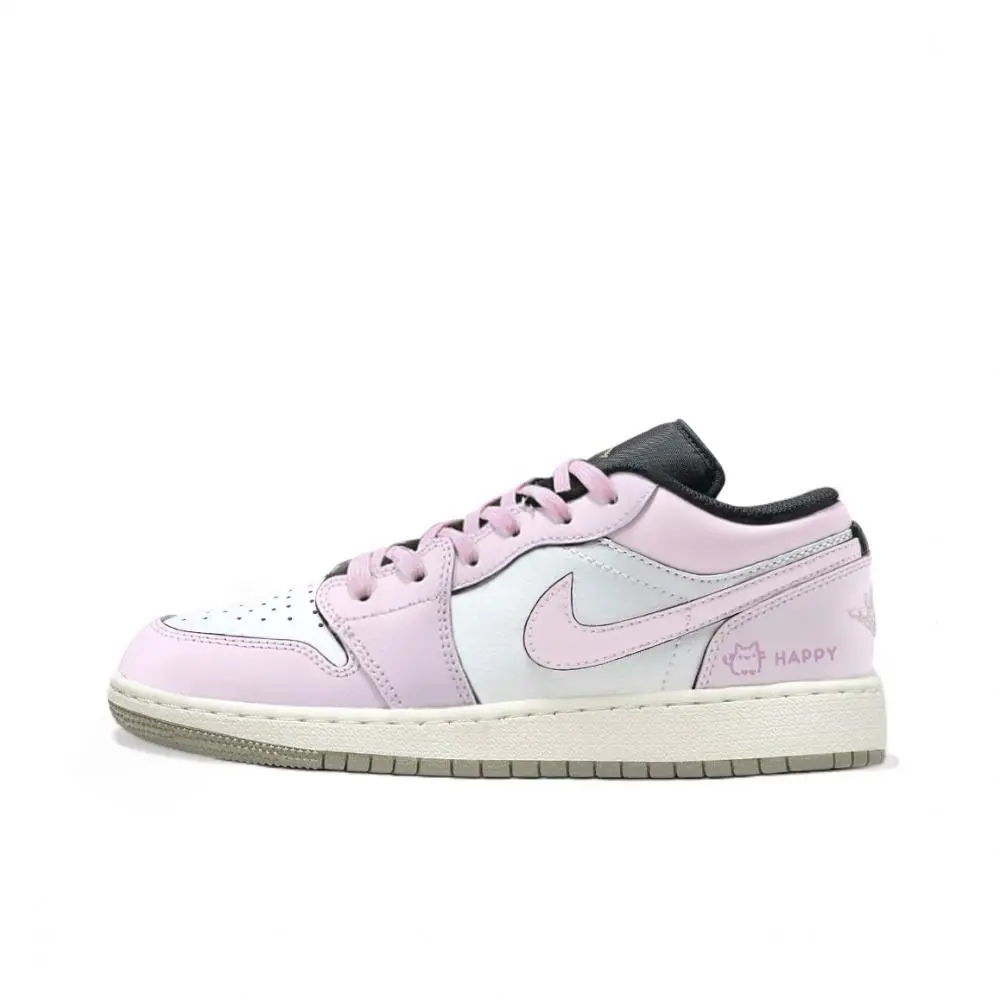 Jordan Air Jordan 1 Abrasion Resistant Low top Vintage Basketball Shoes Unisex Pink