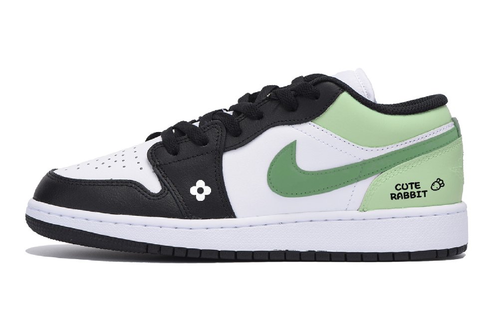 Jordan Air Jordan 1 Low Top Vintage Basketball Shoes Men's White Green