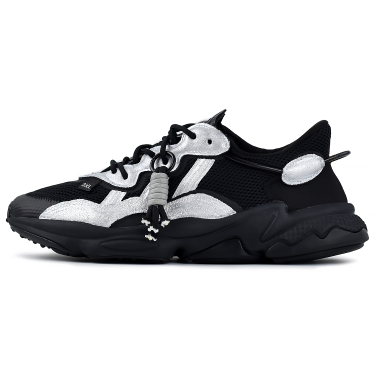 Adidas Originals Ozweego Slip Resistant Breathable Low Top Chunky Sneakers Unisex Black Silver