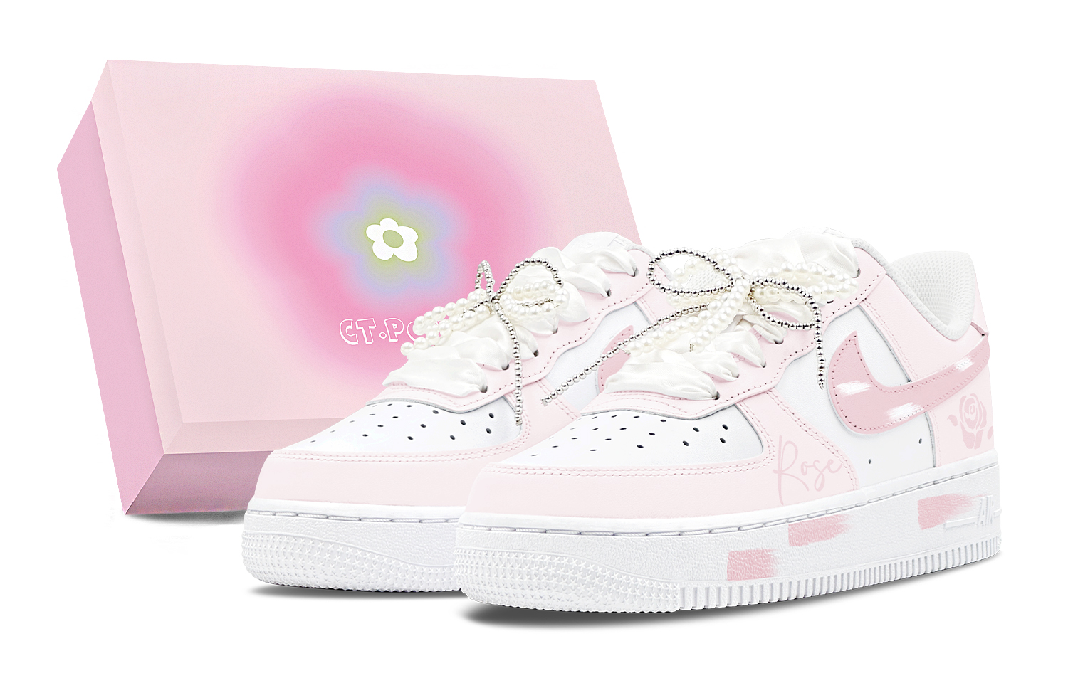Nike Air Force 1 Air Force 1 Abrasion Resistant Low top Skateboard Shoes Women's Pink