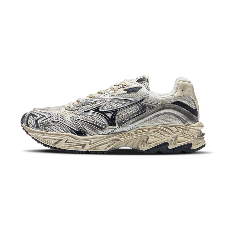 Mizuno ADVENTURE Cushioning Wear-Resistant Low-Top Chunky Sneakers Unisex Beige Silver
