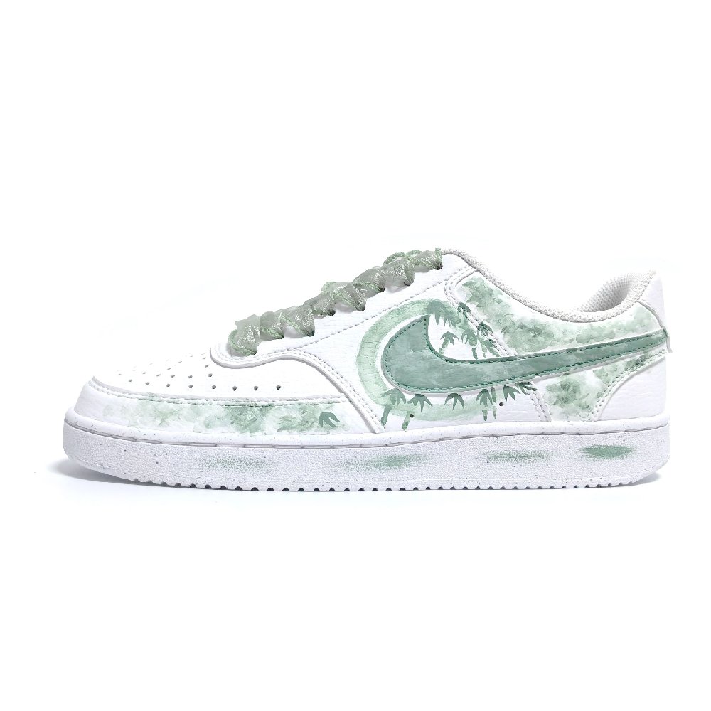 Nike Court Vision 1 Bamboo Report Peaceful Impact-Resistant Wear-Resistant Low-Top Skateboard Shoes Unisex White Green