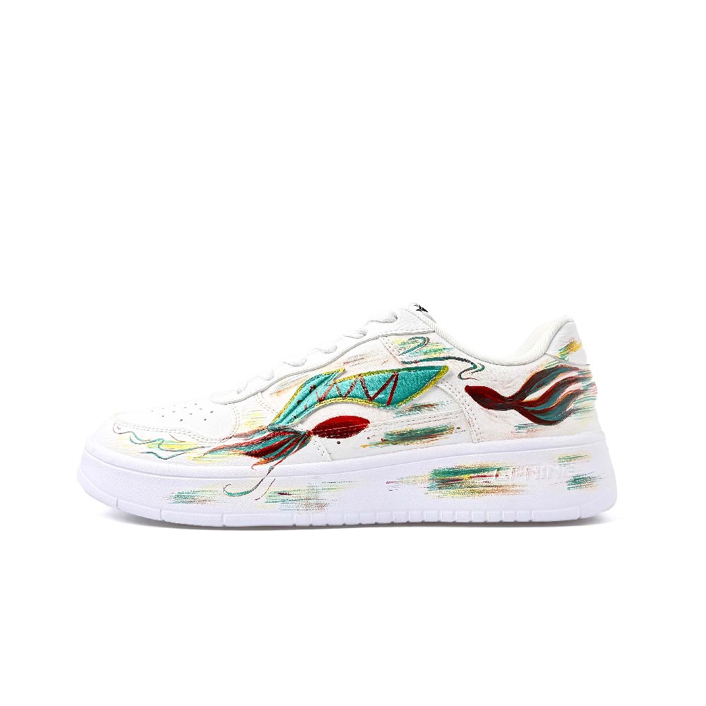 LiNing Pontoon Boats Abrasion Resistant Breathable Slip Resistant Low Top Skateboard Shoes Unisex White Green
