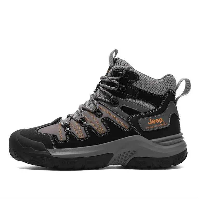 Jeep Wear-Resistant Mid-Top Trekking Shoes Men's Black Gray