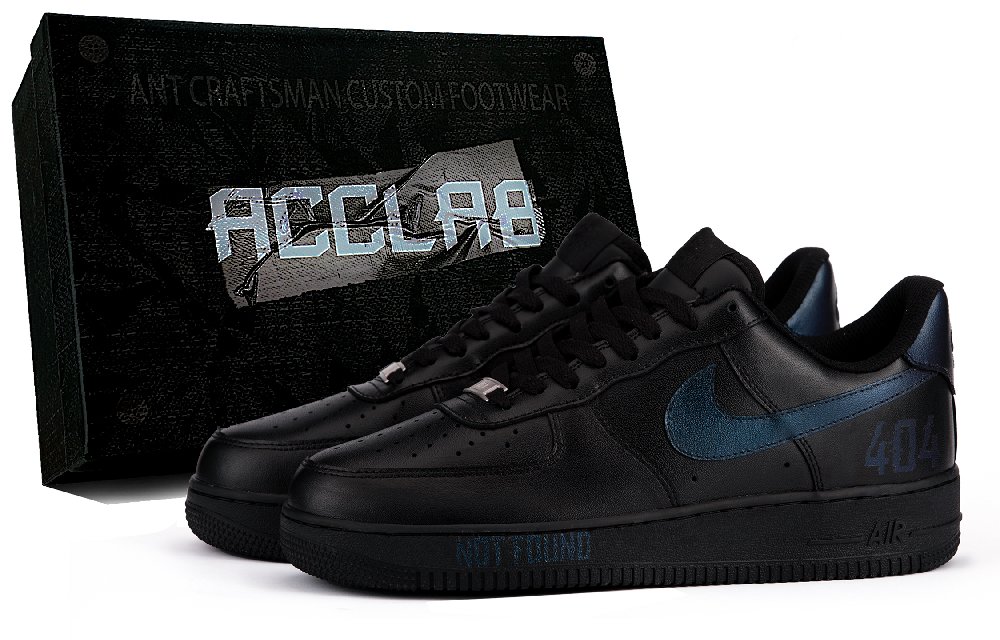 Nike Air Force 1 Abrasion Resistant Height Increasing Low Top Skateboard Shoes Men's Blue Black