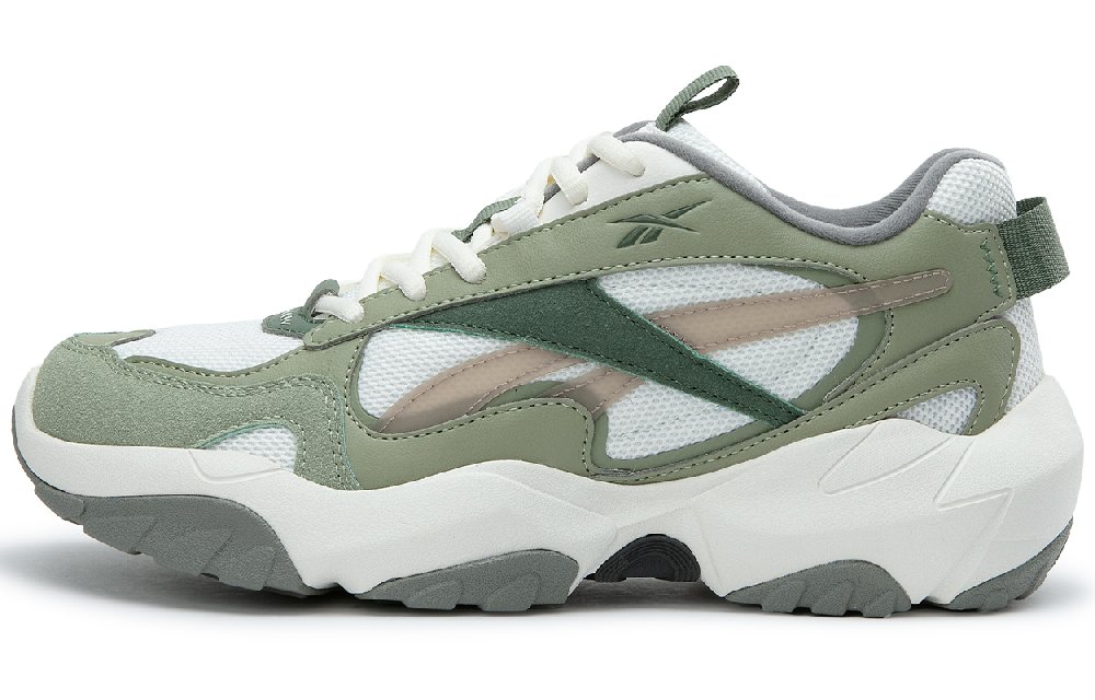 Reebok FLUFFI PUFF CN Anti-Slip And Wear-Resistant Height Increasing Low-Top Running Shoes Unisex White Green