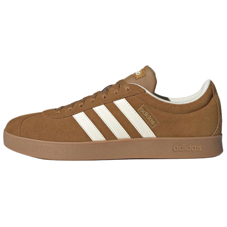 Adidas Vl Court Classic Anti Slip Wear Resistant Low Top Skateboard Shoes Unisex Brown