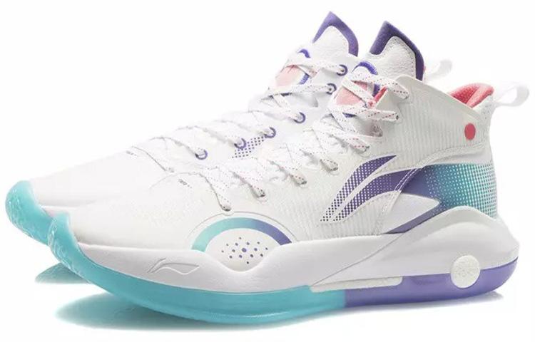LiNing Yushuai XV Cushioning Anti-Slip And Wear-Resistant Coverage Support Mid-Top Basketball Shoes White Blue Purple купить в интернет-магазине Yoocart с быстрой доставкой по России.