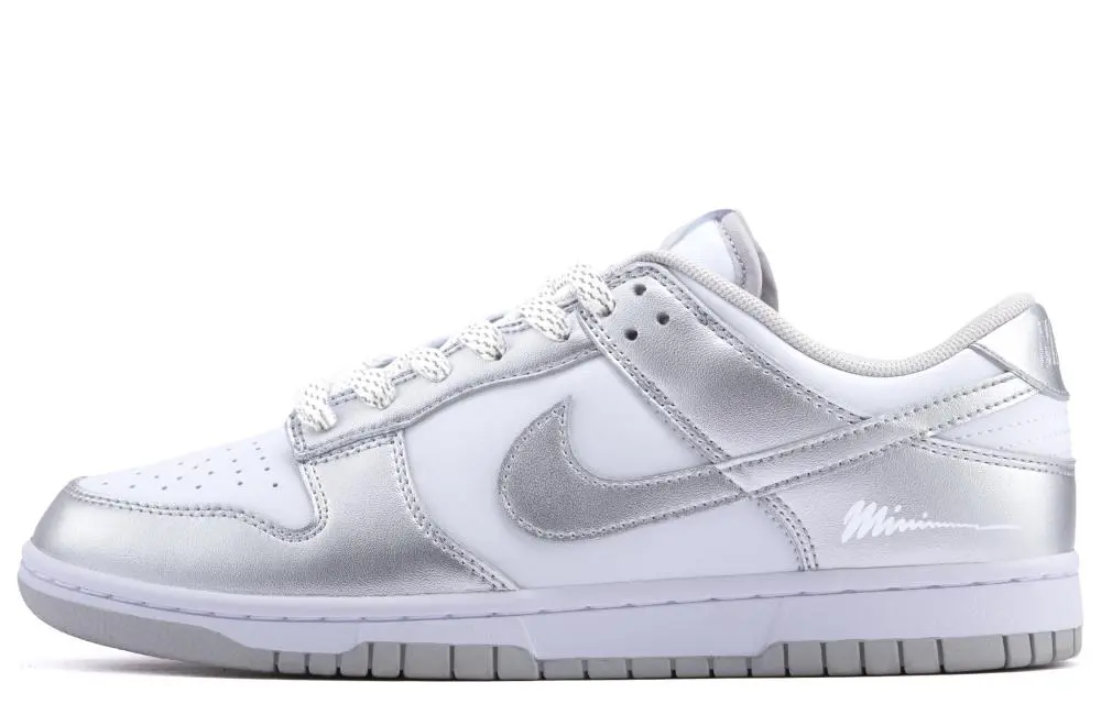 Nike Dunk Abrasion Resistant Low Top Skateboard Shoes Unisex Silver